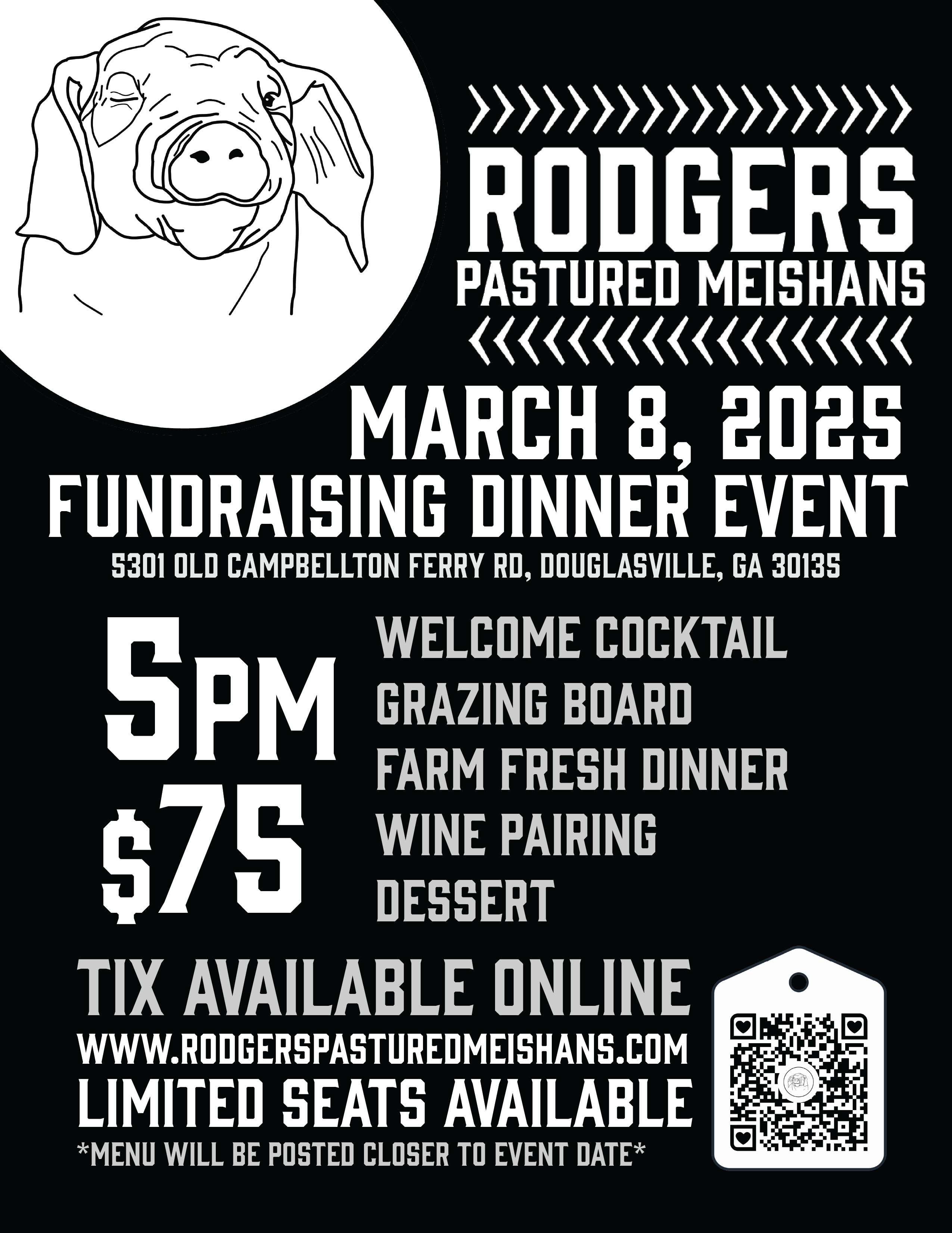 RPM Fundraising Dinner Event March 8, 2025 Rodgers Pastured Meishans